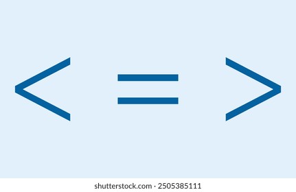 Mathematics inequality symbols. Greater than, less than and equal icon.