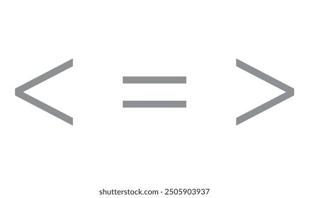 Mathematics inequality symbols. Greater than, less than and equal icon.