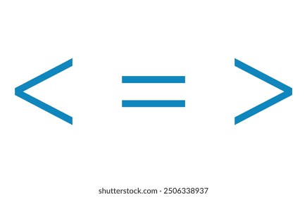 Mathematics inequality symbols. Greater than, less than and equal icon.