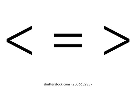 Mathematics inequality symbols. Greater than, less than and equal icon.