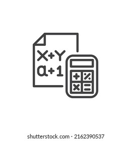 Mathematics knowledge line icon. linear style sign for mobile concept and web design. Mathematics calculations outline vector icon. Symbol, logo illustration. Vector graphics