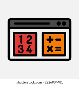 Icono de aprendizaje matemático en el estilo de línea rellena, uso para presentación de aplicaciones móviles del sitio web