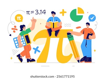 Mathematics Learning Vector Illustration Featuring School Supplies or Stationery with Mathematical Equations, Formulas, and Symbols in a Background