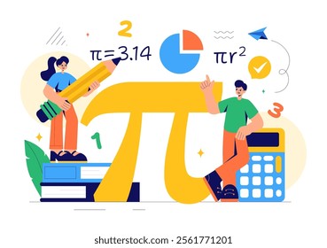 Mathematics Learning Vector Illustration Featuring School Supplies or Stationery with Mathematical Equations, Formulas, and Symbols in a Background