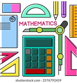 Mathematics lesson icon background with all of the geometry section 