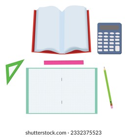 Mathematics lesson icons set. Vector illustration isolated on white background.