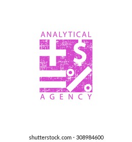 Mathematics logo analytical agency, calculator mathematical signs, economy or financial school emblem.