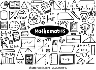 Mathematics Materials Doodle Icon Set
