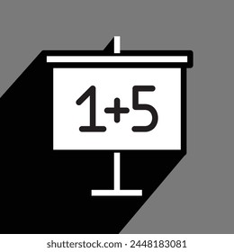 mathematics or math, white board or presentation board or projector screen icon, vector illustration 