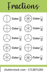 Mathematics, math worksheet for kids. Circle the correct fraction.  Printable Fractions Worksheets. Fraction addition problems.