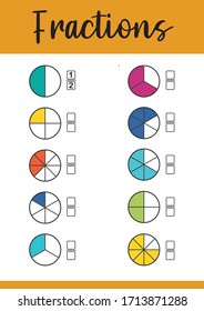 Mathematics, math worksheet for kids. Circle the correct fraction.  Printable Fractions Worksheets. Fraction addition problems.