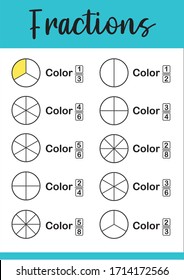 Mathematics, math worksheet for kids. Circle the correct fraction.  Printable Fractions Worksheets. Fraction addition problems.