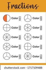 Mathematics, math worksheet for kids. Circle the correct fraction.  Printable Fractions Worksheets. Fraction addition problems.