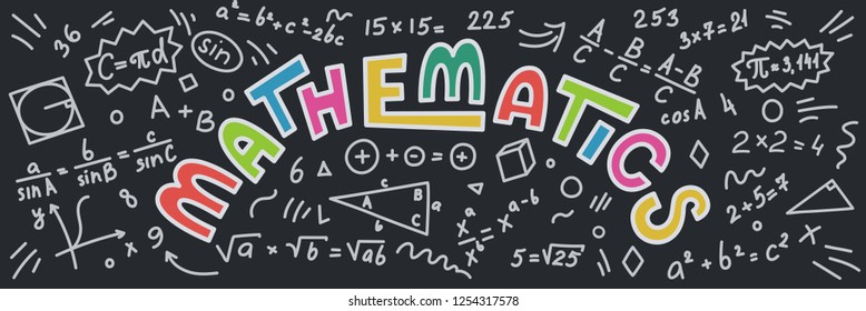 Mathematics Maths Doodles Lettering On Black Stock Vector (Royalty Free ...