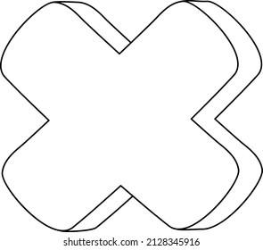 Mathematics multiplication symbol doodle outline for colouring illustration