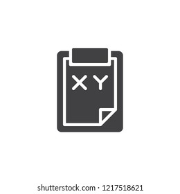 Mathematics Note pad vector icon. filled flat sign for mobile concept and web design. Paper clipboard with x and y simple solid icon. Symbol, logo illustration. Pixel perfect vector graphics