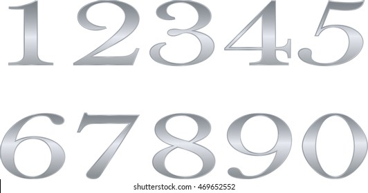 mathematics number silver, white background, yellow, precious metal
