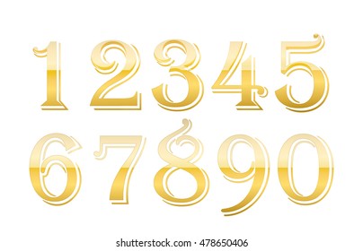 mathematics numeral gold, white background, yellow, precious metal