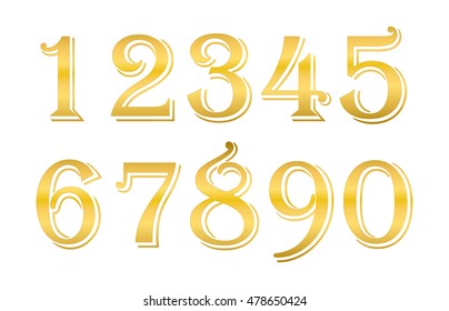 mathematics numeral gold, white background, yellow, precious metal