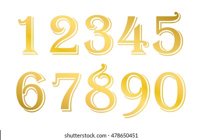 mathematics numeral gold, white background, yellow, precious metal