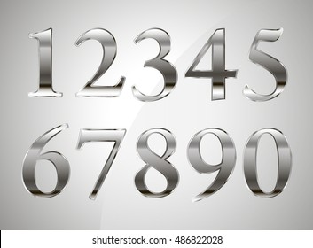 mathematics numeral silver, on gray background, precious metal