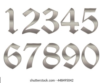 mathematics numeral silver, white background, yellow, precious metal