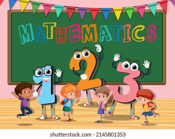 Mathematics on chalkboard banner illustration