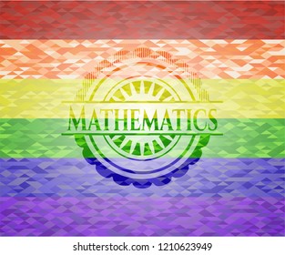 Mathematics on mosaic background with the colors of the LGBT flag
