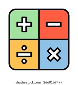 Mathematics outline color icon vector illustration