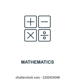 Mathematics outline icon. Creative design from school icon collection. Premium Mathematics outline icon. For web design and printing.