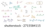 Mathematics and Physics Symbols and Formulas Background.