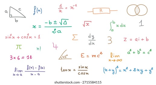 Símbolos e Fórmulas de Matemática e Física de Fundo.