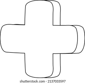 Mathematics plus symbol doodle outline for colouring illustration