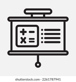 Mathematics presentation icon in line style, use for website mobile app presentation
