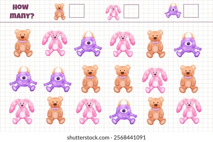 Mathematics puzzle game with cute plush toys