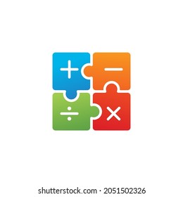 Mathematics puzzle logo template design