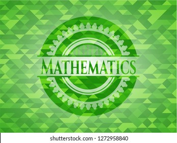 Mathematics realistic green mosaic emblem