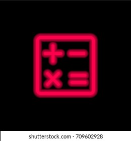 Mathematics red glowing neon ui ux icon. Glowing sign logo vector