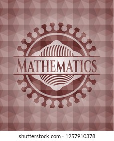 Mathematics red seamless emblem with geometric pattern.