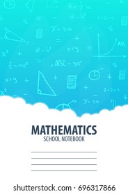 Mathematics School Notebook template. Back to School background. Education banner