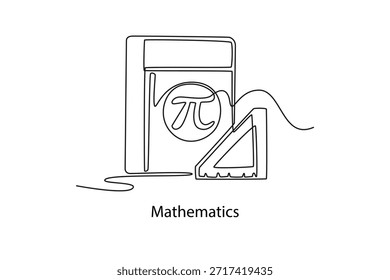 Mathematik. Konzept des Schulfachs. Einzeiliges Zeichnungsdesign. Vektorgrafik