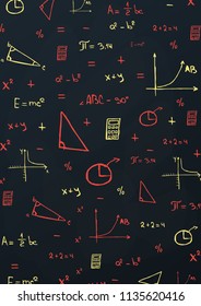 Mathematics School subject with hand-draw doodles. Education banner. Vector illustration