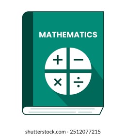 Matemática matéria da escola apresentada em design de livro. Design simples de vetor plano para educação.