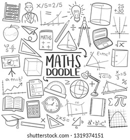 Mathematics School Subject Traditional Doodle Icons Stock Vector ...