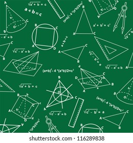 Mathematics - school supplies, geometric shapes and expressions