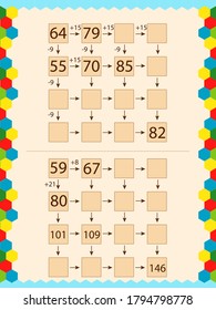 mathematics for schoolchildren. count and fill in the cells