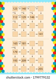 mathematics for schoolchildren. count and fill in the cells