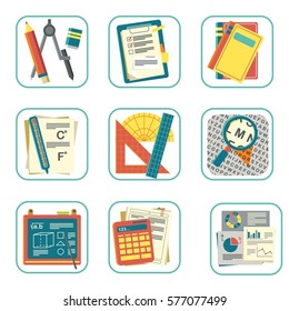  Mathematics & science icons collection