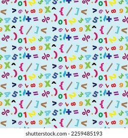 
Mathematics seamless background-different numbers and symbols in random pattern.