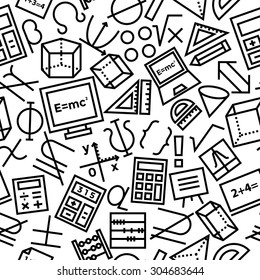 Mathematics Seamless Hand Drawn Icon Pattern 